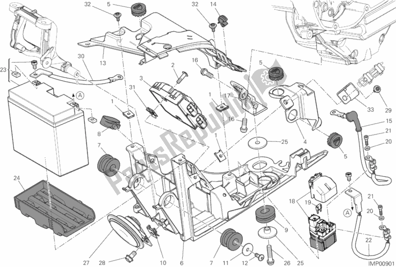 All parts for the Battery Holder of the Ducati Diavel FL 1200 2016